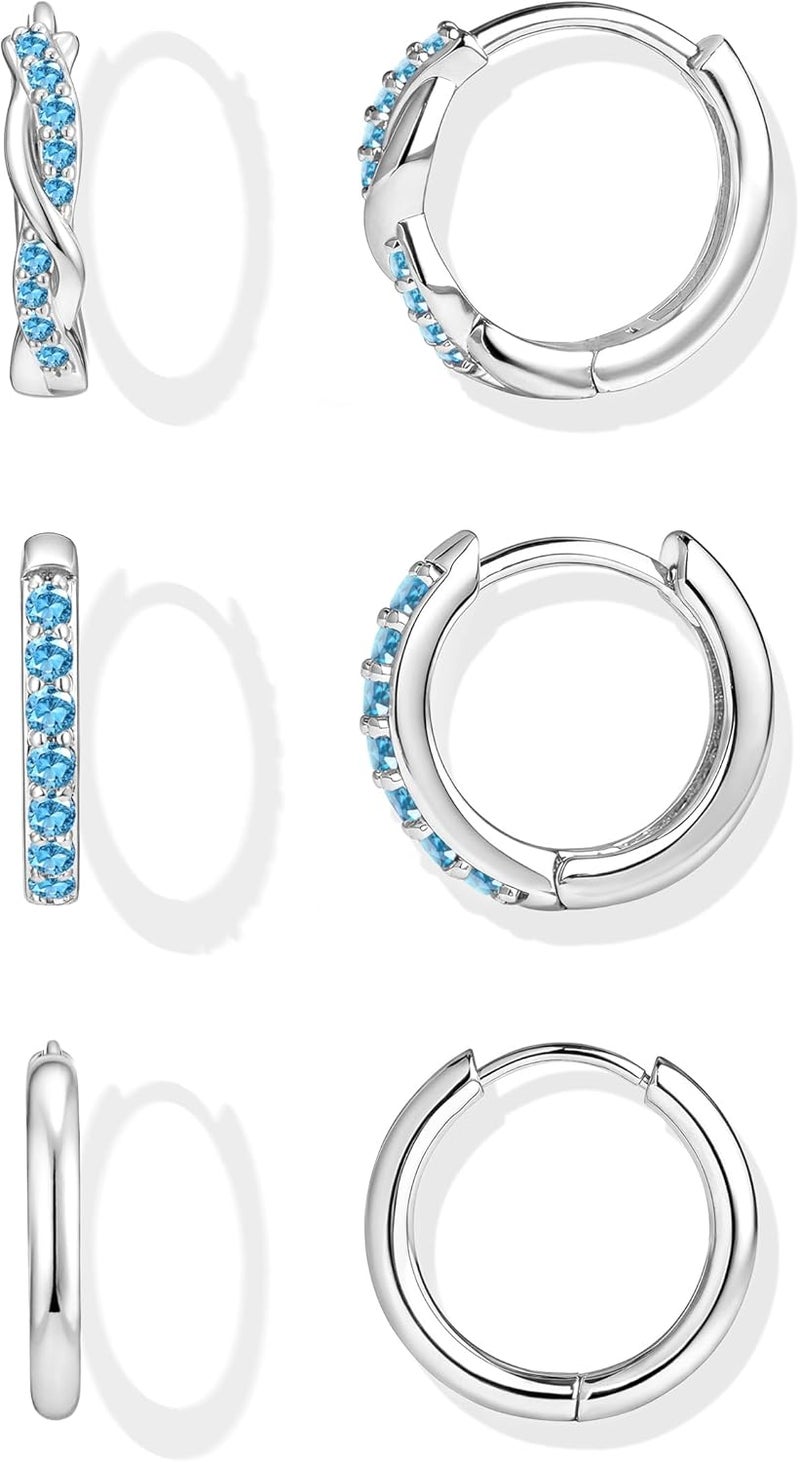 Inerney 14K Gold Plated Huggie Hoop Earrings for Women, Small Sterling Silver Earring Set Hypoallergenic Cartilage Helix Stacks, Mini Dainty Cute Trendy Birthstone Jewelry Gift for Multiple Piercings - Image 1